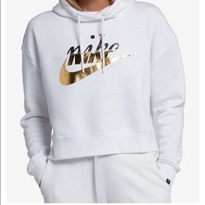 White Nike crop top hoodie